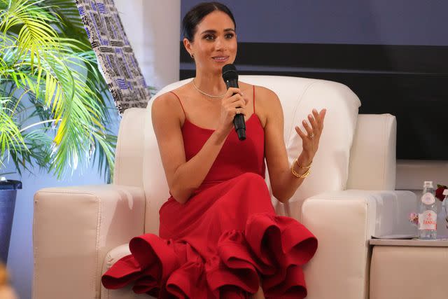 <p>AP Photo/Sunday Alamba</p> Meghan Markle speaks on a panel with Nigerian female industry leaders at an event in Nigeria on May 11, 2024