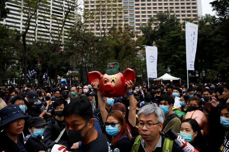 Anti-government New Year's Day demonstration in Hong Kong