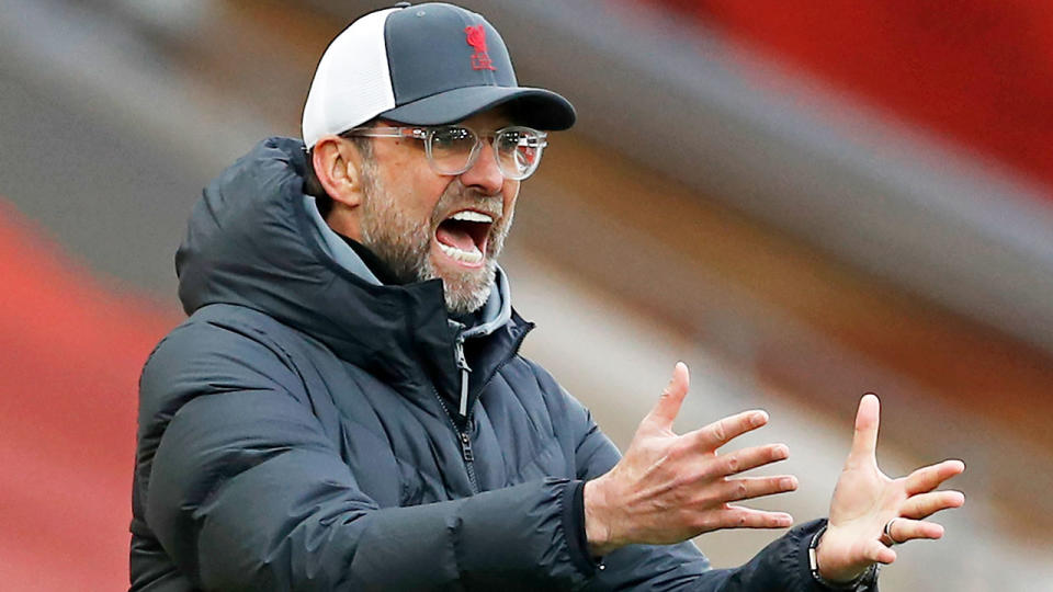 Pictured here, Liverpool manager Jurgen Klopp gestures in frustration against Fulham.