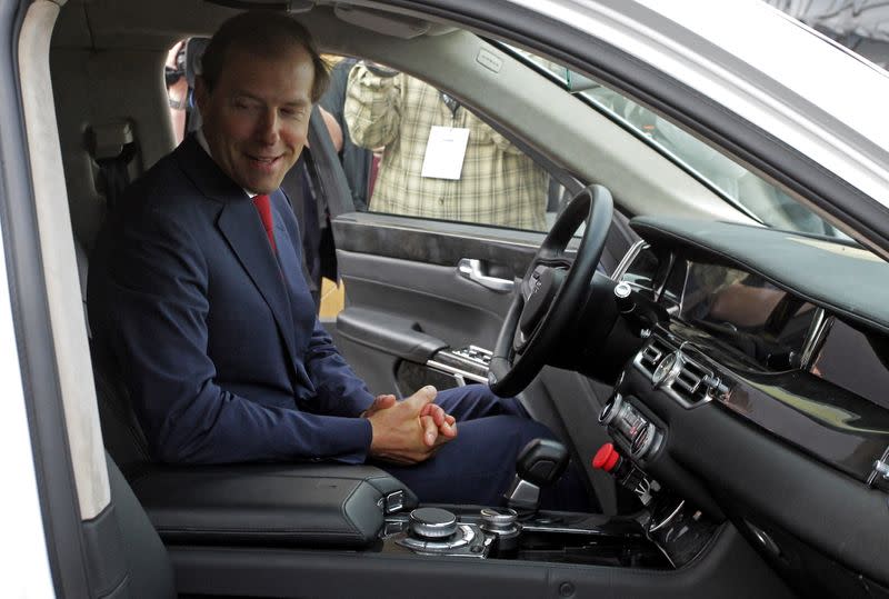 Russia's Industry and Trade Minister Manturov attends a ceremony to launch the serial production of Aurus Senat cars at a plant in Yelabuga