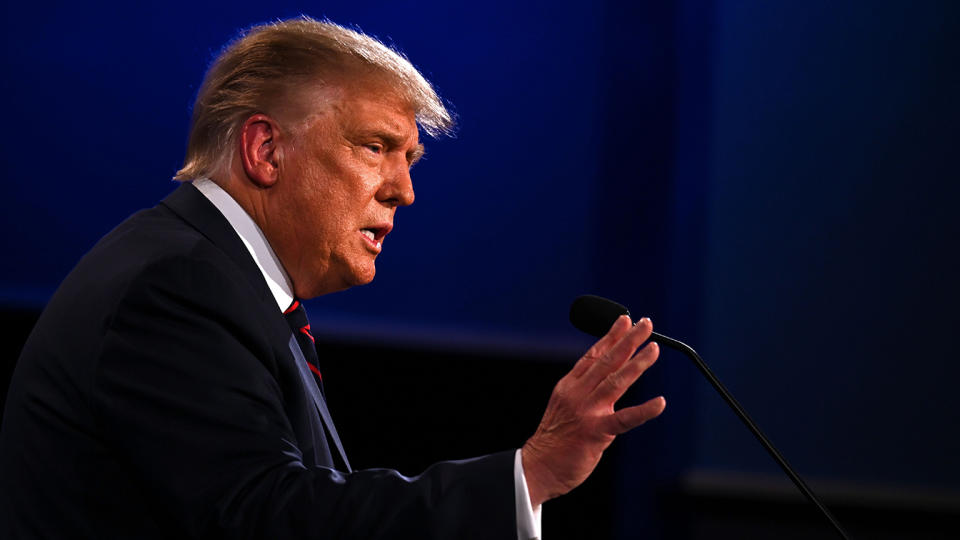 President Donald Trump speaks during the first presidential debate at the Case Western Reserve University and Cleveland Clinic in Cleveland, Ohio on September 29, 2020. (Jim Watson/AFP via Getty Images)