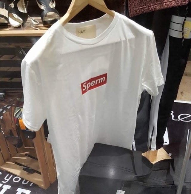 a shirt that says "Sperm"