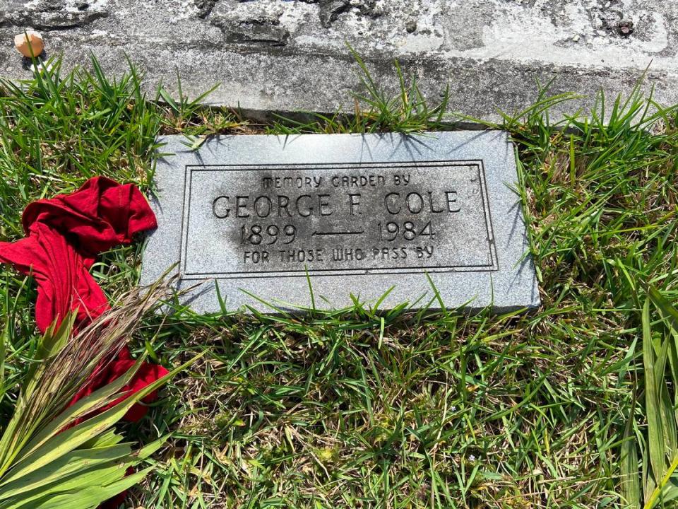 A headstone for George F. Cole, one of the original owners of the land that is now the Florida City Camp Site and RV Park remains on the property.