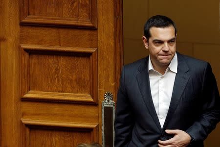 Greek Prime Minister Alexis Tsipras enters the parliament to attend parliamentary session on confidence vote in Athens, Greece, January 15, 2019. REUTERS/Costas Baltas
