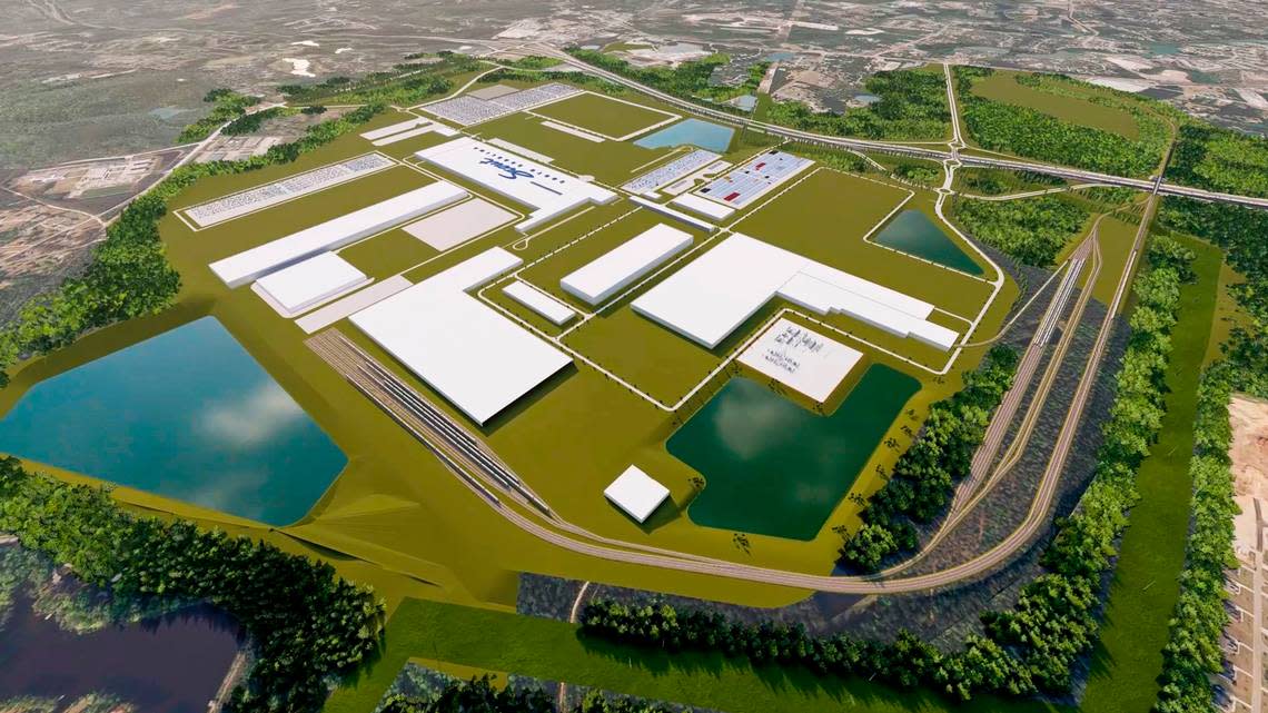 A rendering of the would-be Scout electric vehicle plant to be built in a new Blythewood industrial park.