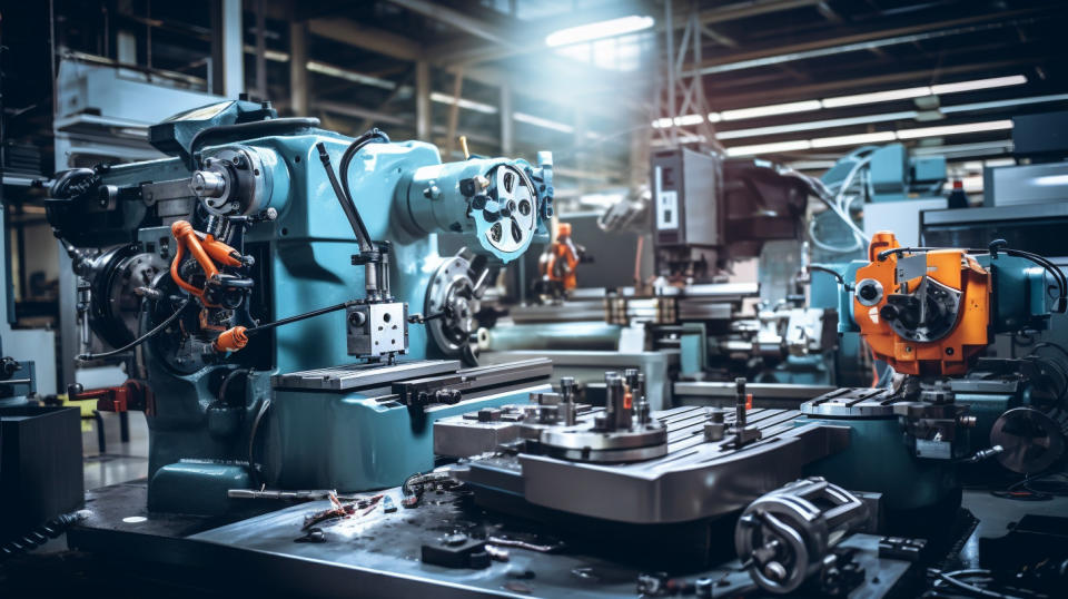 A machine shop filled with high-precision tools and components representing the quality of the company's metalworking products.