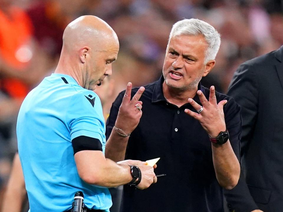 Jose Mourinho was furious with Anthony Taylor in the Europa League final (PA)