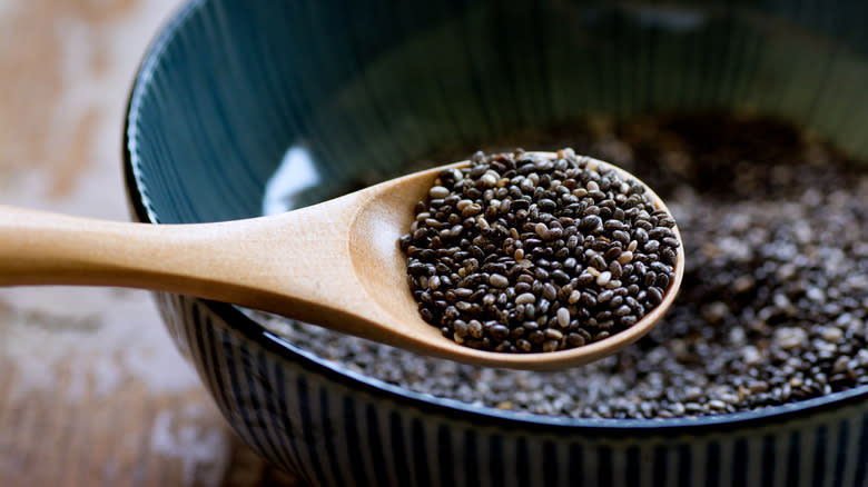 Chia seeds in spoon