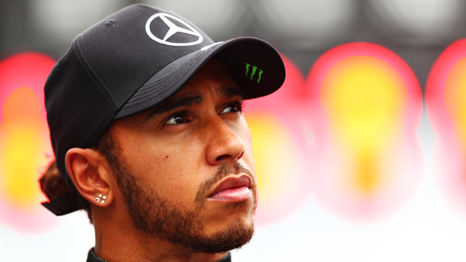 PORTIMAO, PORTUGAL - OCTOBER 25: Lewis Hamilton of Great Britain and Mercedes GP looks on, on the grid before the F1 Grand Prix of Portugal at Autodromo Internacional do Algarve on October 25, 2020 in Portimao, Portugal. (Photo by Dan Istitene - Formula 1/Formula 1 via Getty Images)