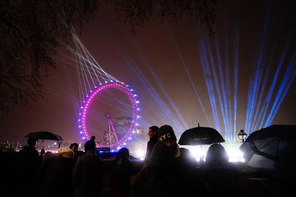 People gather on the Embankment opposite the London Eye(Victoria Jones/PA) (PA Wire)