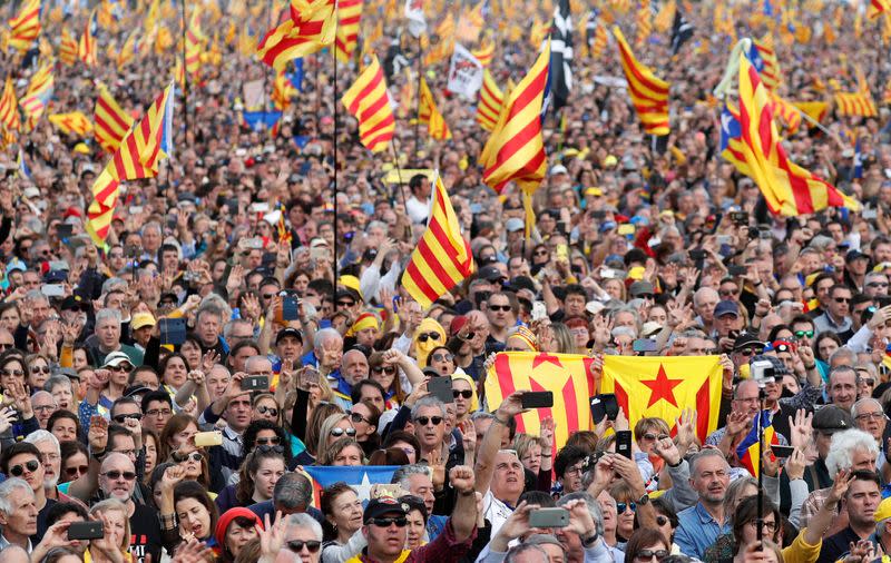 Catalan separatist leader Carles Puigdemont holds a rally in Perpignan