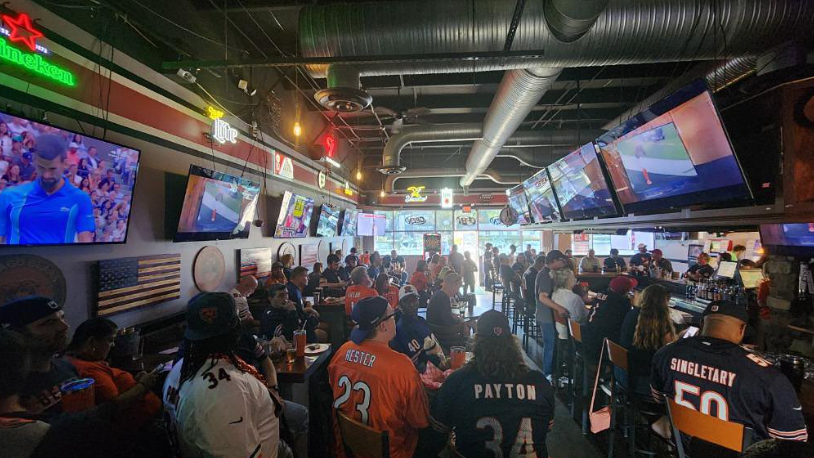 There are plenty of TVs to make everyone happy on football Sundays, but the Chicago Bears have staked a claim to space at Tipper's.