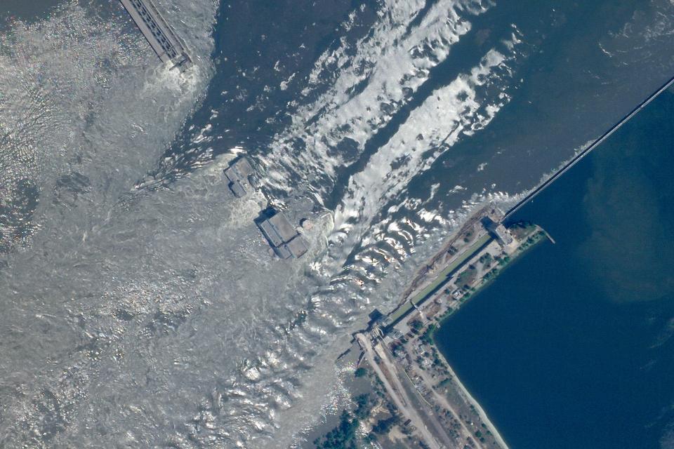 satellite image of flood from Kakhovka dam