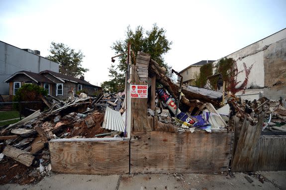 A house destroyed by 2012's Hurricane Sandy in New York City, Oct. 8, 2013.