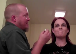 husband does wife's make-up