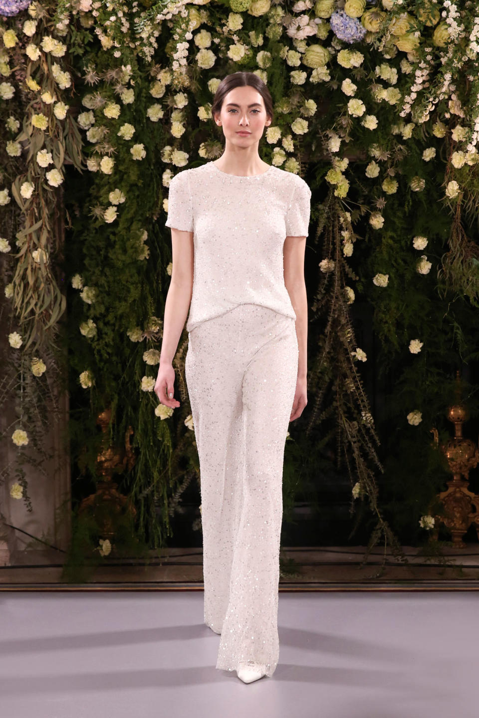 <p>Simple crystal bridal top and pants set. (Photo: Tonje Thoresen) </p>