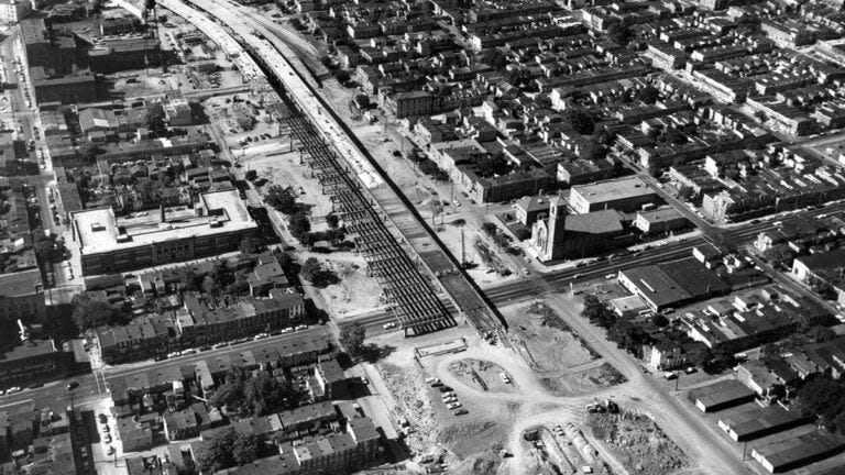 The construction of Interstate 95 crossing 4th Street in September 1965.