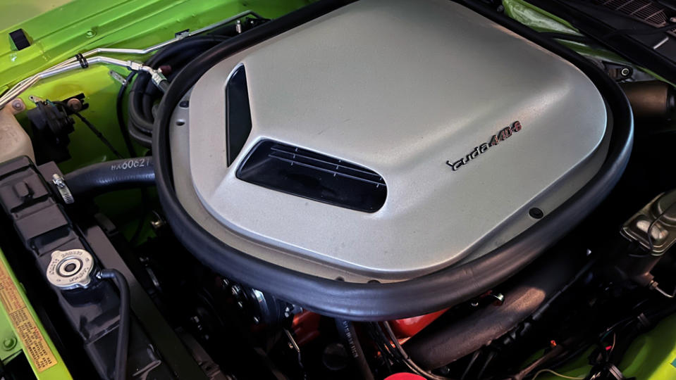 Under the hood is the original, matching-numbers 440 ci (7.2 liter) V-8 engine making 390 hp.