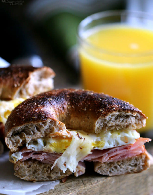 <p>CozyCountryLiving,com</p><p>Enjoy these for breakfast or lunch!</p><p>Get the recipe: <a href="https://www.cozycountryliving.com/ham-egg-pepper-jack-bagel-sandwiches/" rel="nofollow noopener" target="_blank" data-ylk="slk:Ham, Egg and Pepper Jack Bagel Sandwiches;elm:context_link;itc:0;sec:content-canvas" class="link "><strong>Ham, Egg and Pepper Jack Bagel Sandwiches</strong></a></p>