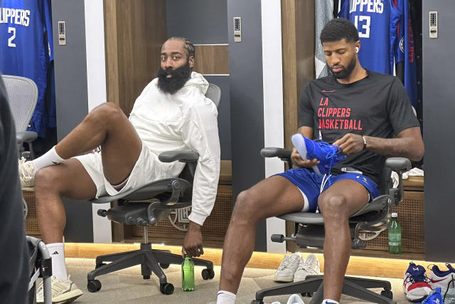 James Harden shows up with P.J. Tucker to meet Clippers brass, teammates; reunites with Russell Westbrook