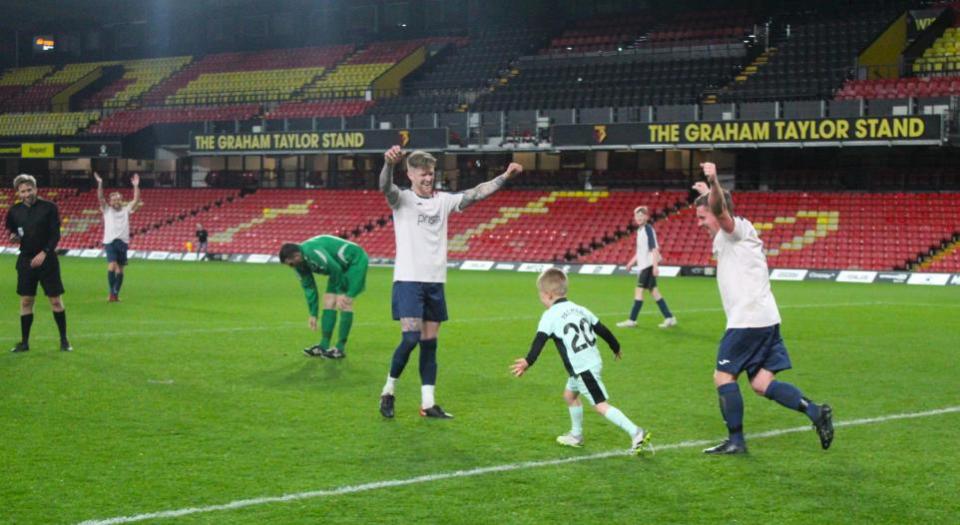 Watford Observer: Vinnie Wigg celebrates his goal.