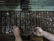 <p><strong>Nicolas — typesetter</strong><br> With just forearms and hands showing, Sanwal’s images showcase the work carried out by florists, writers and bakers; pianists, typesetters and cobblers. (Photo: Sanwal Deen/Caters News) </p>