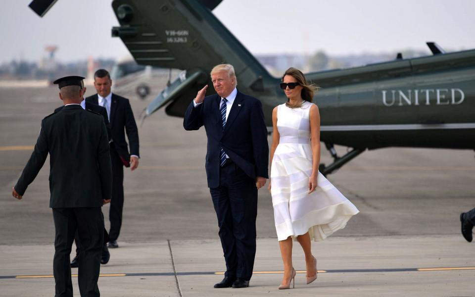 Donald and Melania Trump left Israel on Tuesday for Rome - Credit: MANDEL NGAN/AFP/Getty Images