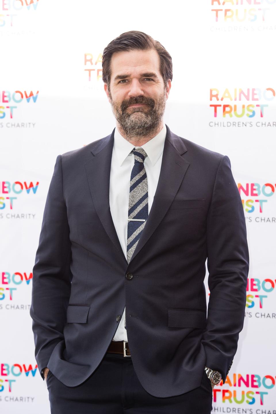 Rob Delaney attends a 2019 fundraiser for the Rainbow Trust in London. He acknowledges the organization's help in caring for Henry in his book, "A Heart That Works."