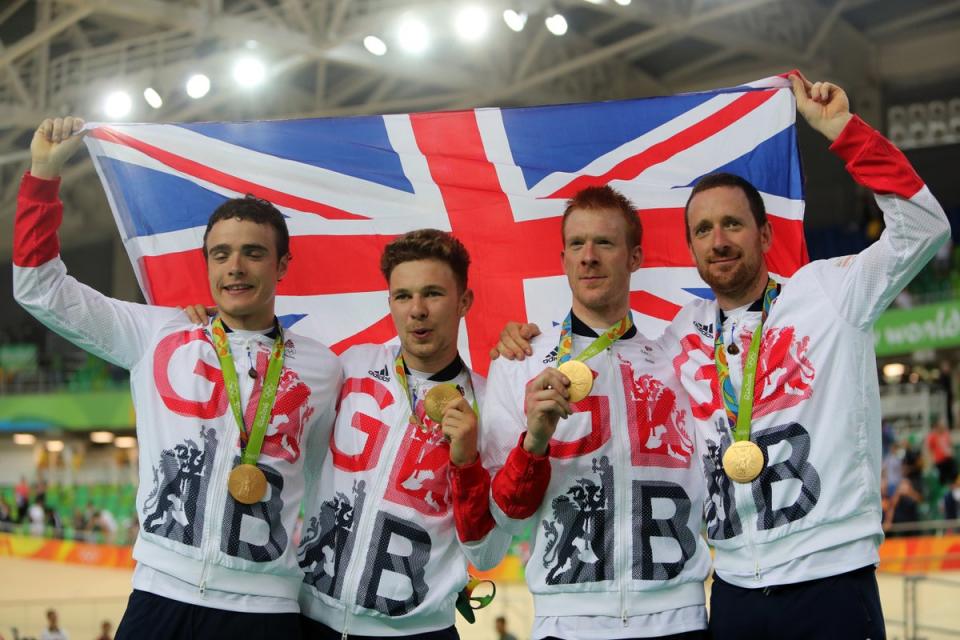 Clancy, second right, played a pivotal role in a golden era for British cycling (PA)