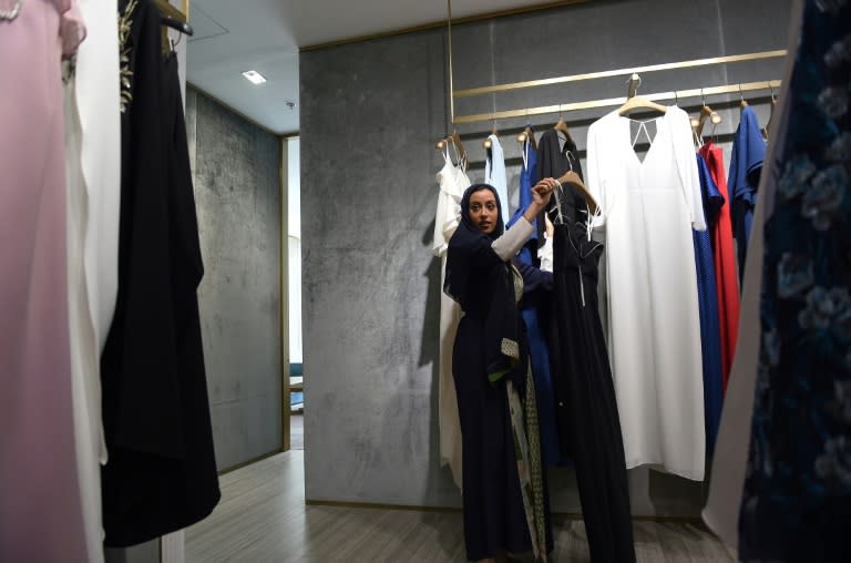 Saudi Princess Noura bint Faisal Al-Saud shops at a mall in the capital Riyadh on April 19, 2018