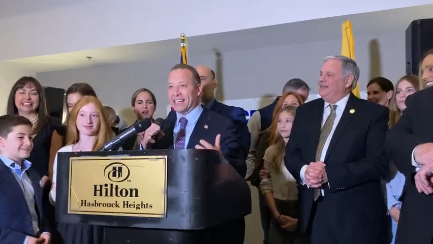 Josh Gottheimer speaks during an election night party after winning reelection at the Hilton in Hasbrouck Heights on Tuesday Nov. 8, 2022. Gottheimer is the 5th Congressional district, incumbent Democrat.