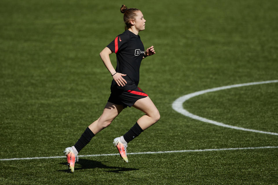 Olivia Moultrie, 15, is suing the NWSL for the right to sign a contract. (Craig Mitchelldyer/ISI Photos/Getty Images)