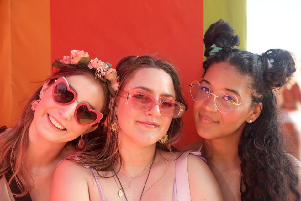 Julia Aidnik, left, Bri Corallo and Zayna Green of San Diego describe their look as "fairy-core."