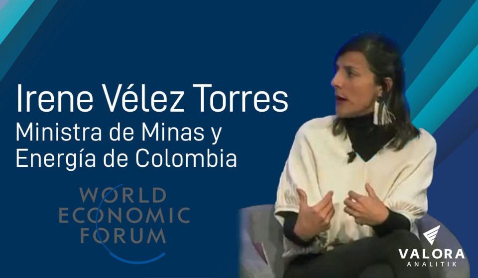 Ministra de Minas y Energía de Colombia, Irene Vélez, en su intervención en el Foro Económico Mundial en Davos. Foto: archivo Valora Anlitik