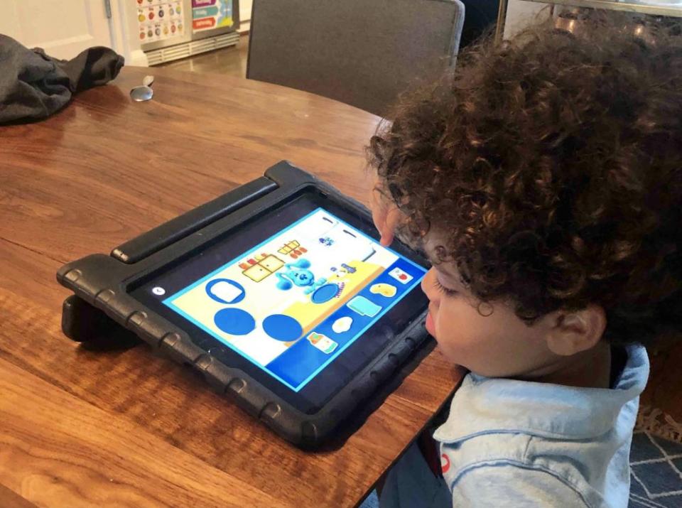 Beckett Hollister Williams, a pre-kindergartner at Appletree Institute’s Lincoln Park campus in Washington D.C., uses the online Ready Grow activities during remote learning. (Zoë Williams)