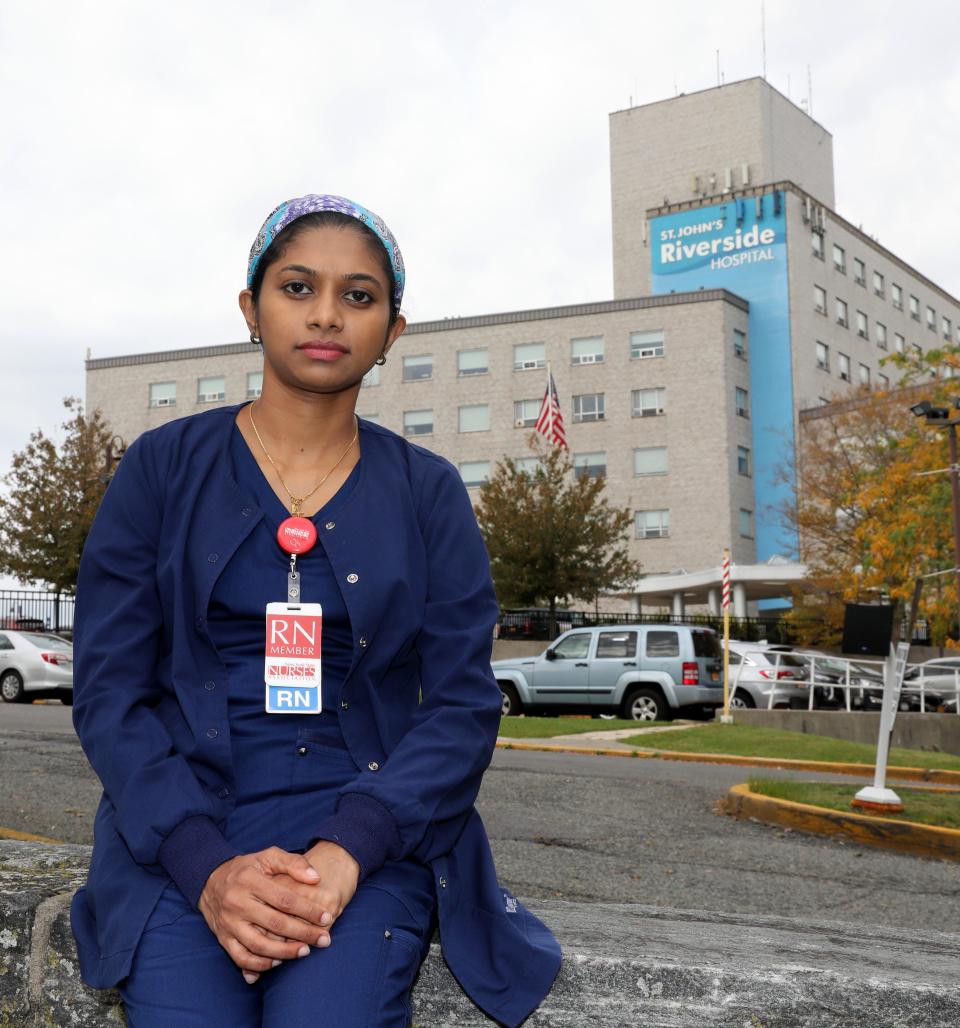 Liya Robin, R.N., a respiratory nurse at St. John's Riverside Hospital in Yonkers, is pictured Oct 16, 2021.