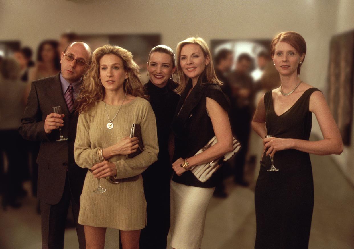 385528 12: Actors (From Left To Right) Willie Garson Stars As Stanford, Sarah Jessica Parker Stars As Carrie, Kristian Davis Stars As Charlotte, Kim Cattrall Stars As Samantha And Cynthia Nixon Stars As Miranda In The Hbo Comedy Series 