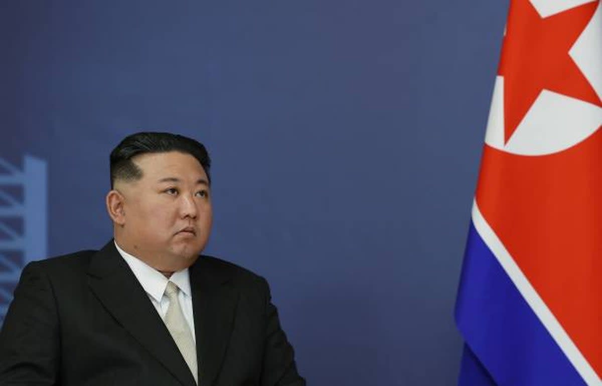 North Korea’s leader Kim Jong Un during his meeting with the Russian president at the Vostochny Cosmodrome in Amur region on 13 September (APF via getty images)