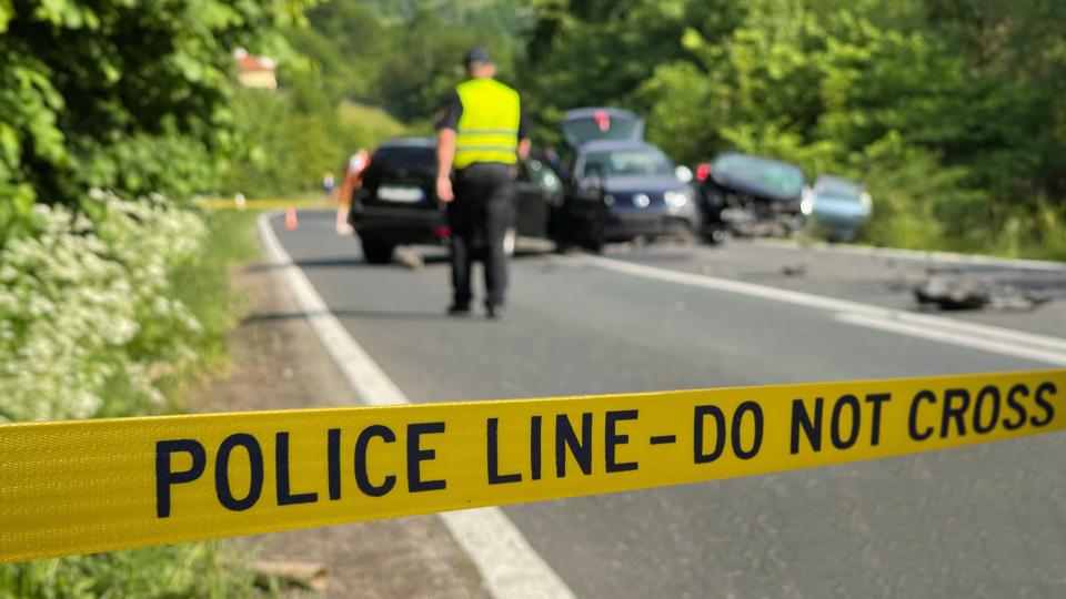 Police tape at a crime scene