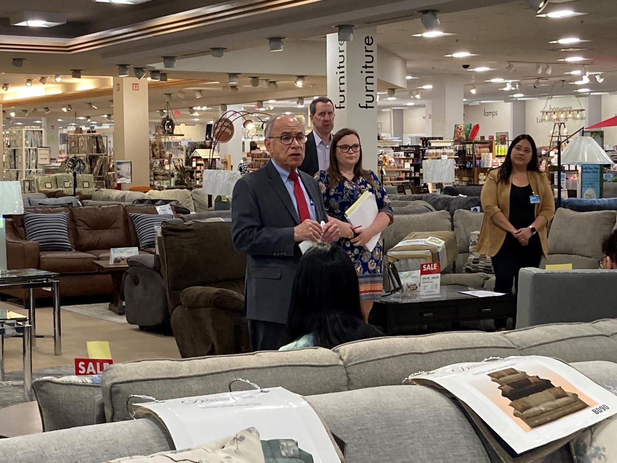 Jim Boscov, chairman and CEO of Boscov's, assured co-workers at the Woodbridge Center store Friday that Boscov's will remain at the mall, even though few details about the mall's future have been released.