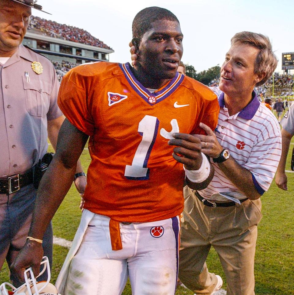 Former Clemson football coach Tommy Bowden speaking at First Baptist in  Leesburg Saturday