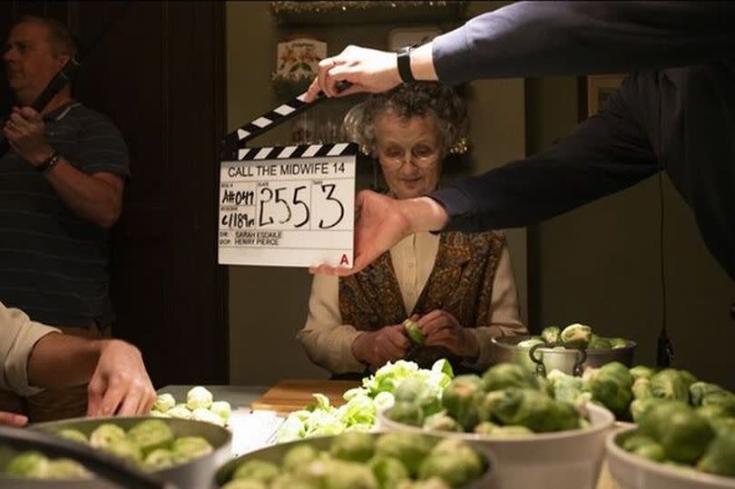 Georgie Glen filming scenes for the forthcoming Call the Midwife special