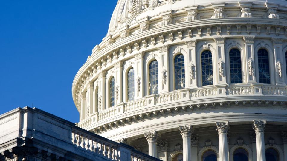 A portion of the Capitol in Washington, D.C., is seen against blue skies in December 2022. (Colin Demarest/C4ISRNET)