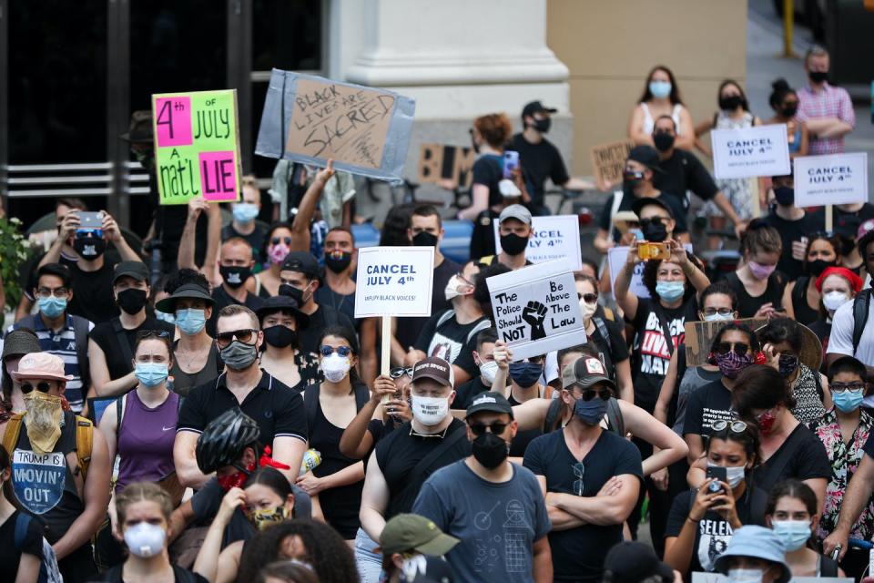 <span class="caption">The protests across the country in the wake of George Floyd’s death are unprecedented.</span> <span class="attribution"><a class="link " href="https://www.gettyimages.com/detail/news-photo/anti-racism-protests-continue-at-the-madison-square-park-in-news-photo/1224709172?adppopup=true" rel="nofollow noopener" target="_blank" data-ylk="slk:Tayfun Coskun/Anadolu Agency via Getty Images;elm:context_link;itc:0;sec:content-canvas">Tayfun Coskun/Anadolu Agency via Getty Images</a></span>