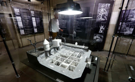 A mockup of the bunker of German Nazi leader Adolf Hitler is pictured during a media tour of the exhibition entitled 'Hitler - How Could it Happen?' in a World War Two bunker in Berlin, Germany, July 27, 2017. REUTERS/Fabrizio Bensch