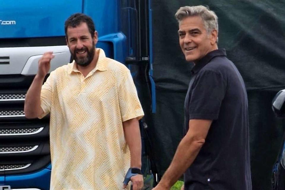 <p>Cobra Team / BACKGRID</p> Adam Sandler and George Clooney 