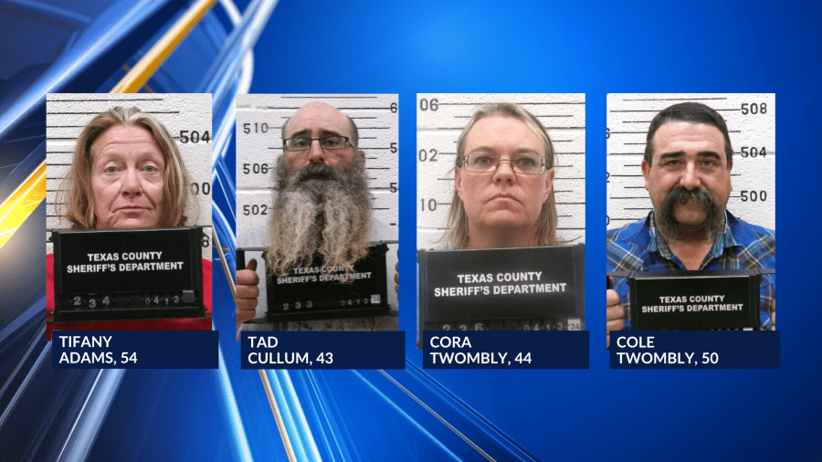 Tifany Adams, Tad Culllum, Cora Twombly, and Cole Twombly (Courtesy: Texas County Sheriff’s Office)