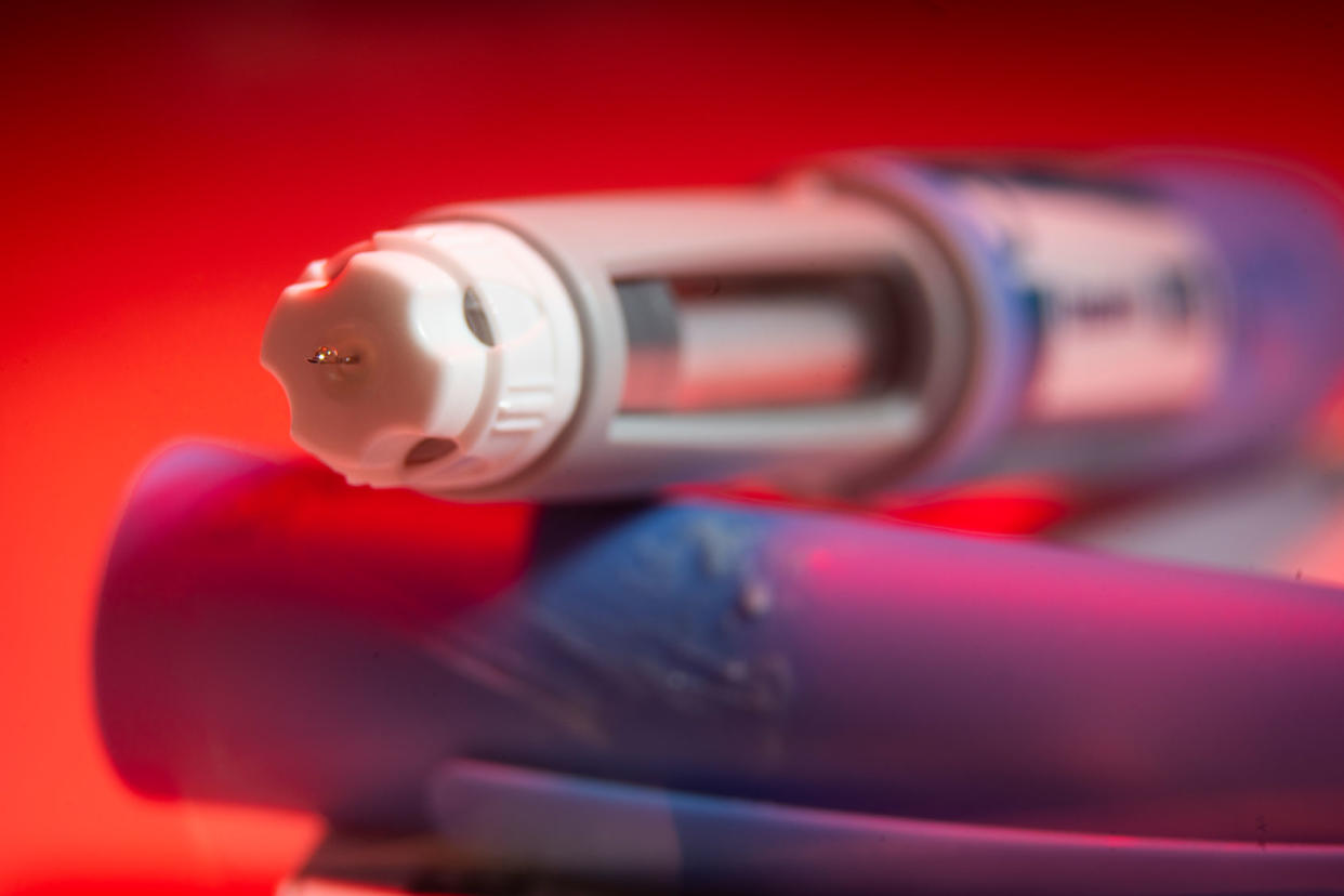 Close-up of Ozempic needle injection pen Jaap Arriens/NurPhoto via Getty Images