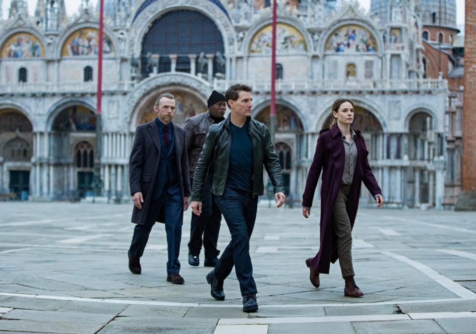 Tom Cruise, Simon Pegg, Ving Rhames and Rebecca Ferguson in Mission: Impossible Dead Reckoning - Part One from Paramount Pictures and Skydance.