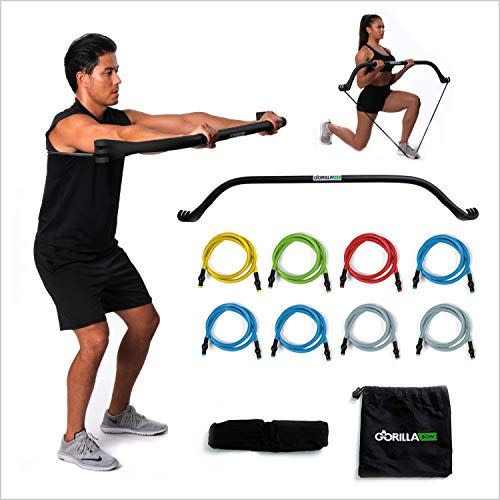 Gorilla Bow Portable Home Gym Resistance Bands and Bar System for Travel, Fitness, Weightlifting and Exercise Kit